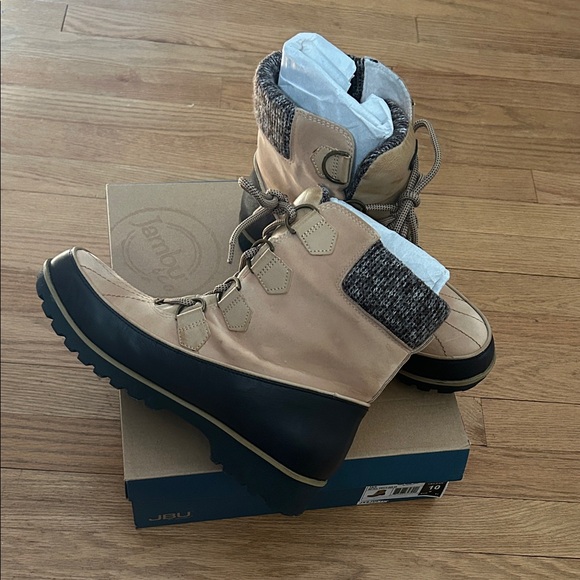 JBU Mendoza Knit💕Tan Sz 10 Womens Beige and Black Snow Boots - Picture 3 of 9